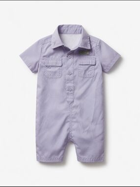 Ocean Coast Clothing Lilac Short-Sleeve Performance Fishing Romper, 3-6 M